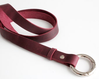 Burgundy leather lanyard. lanyard for keys. Leather lanyard for keys personalized. Lanyard keychain. Teacher lanyard. Small Christmas gift