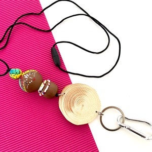 Lanière porte-badge pour professeur de maternelle, cadeau de Noël, lanière de professeur perlée personnalisée avec porte-carte d'identité et nom de lanière de professeur de porte-clés