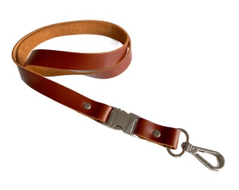 Cordon en cuir personnalisé personnalisé, longe en cuir Breakaway marron, bracelet pour clé badge nominatif, badge d’identification détachable et porte-clé