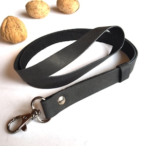 Leather lanyard with dark nickel hook, teachers lanyard, id badge holder lanyard, key lanyard, black lanyard keychain, Custom lanyard,