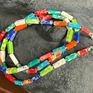 Multicolor Eyeglass Chain, gemstone howlite glasses Chain