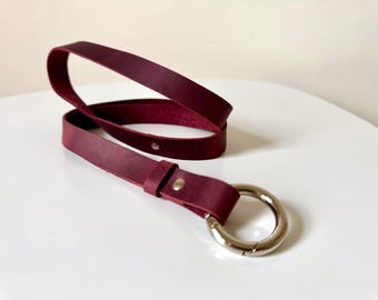 Burgundy Leather Lanyard Keychain – Personalized Engraving Option