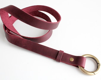 Burgundy Leather lanyard with strong ring. Marsala lanyard id holder. Personalized custom Lanyard. leather key fob. Gift Teachers lanyard