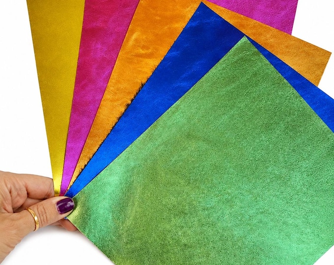 Vibrant Leather Scraps, Bold Metallic Color Offcuts, Bright Leather Pieces for Jewelry and DIYRT310  La Garzarara