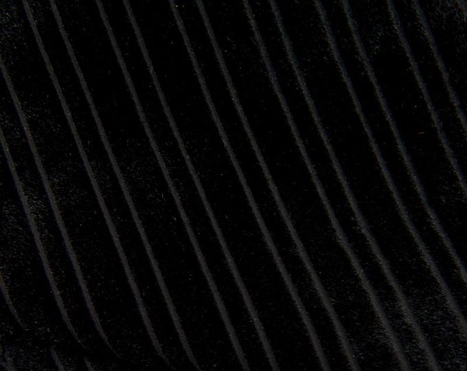 Black STRIPED hair on leather hide, pony calfskin with stripes print, luxurious cowhide fot crafting and diy projects B17052-TB La Garzarara