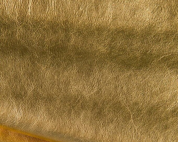 GOLD leather hide, metallic WRINKLED calfskin, golden sporty cowhide 1.2 - 1.4 mm B16633-MT La Garzarara