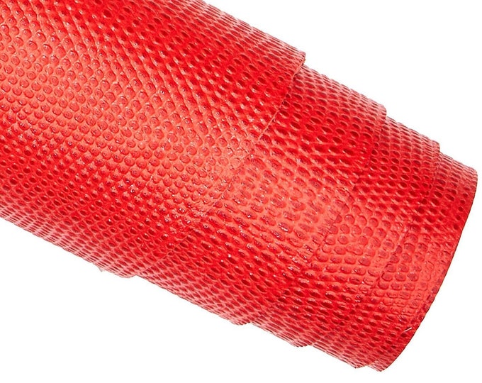 RED LIZARD printed leather hide, glossy reptile embossed cowhide, classic slightly stiff calfskin B16604-ST La Garzarara