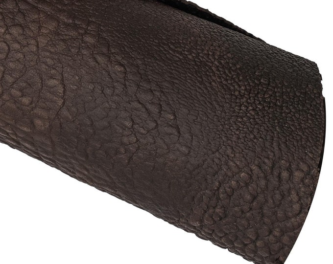 BROWN vintage leather skin, pebble grain relief print goatskin, sporty hide medium softness B16785-VT La Garzarara