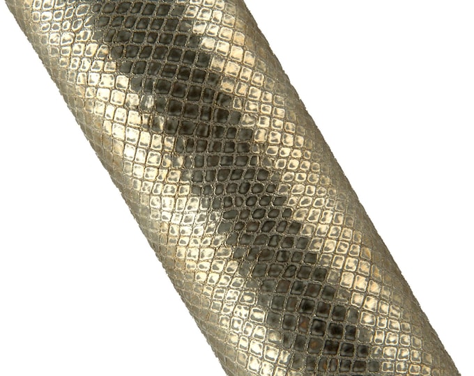 Metallic Snake Print Leather Hide, Gold Champagne reptile skin, Soft Italian Genuine snakeskin for Wallets Crafts B19297-MT(st) La Garzarara