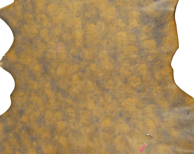 Vegetable tanned calf leather hide skin, marbled hand dyed veg tan cowhide artisan natural leatherB14799-VT La Garzarara