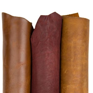 Lotto 3 pelli VINTAGE marrone, pellami sportivi concia VEGETALE, capre pull - up alta qualità come da foto B17745-VT La Garzarara