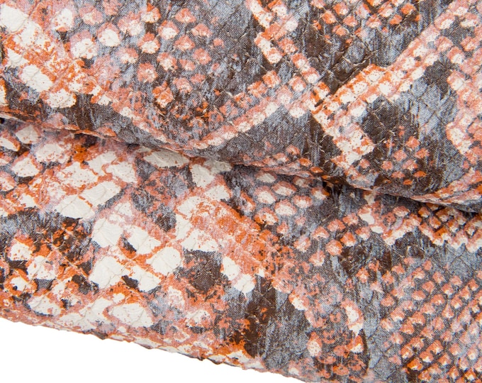 PYTHON textured leather skin, orange grey black white reptile SNAKE printed goatskin, soft matt hide B17484-ST La Garzarara