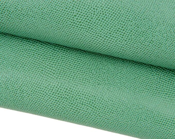 Sage green leather skin, REPTILE printed glossy goatskin, LIZARD embossed hide 0.7 -0.9 mm for hobbyists B17642-ST La Garzarara