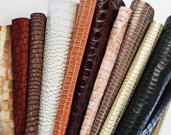 Bordeaux Crocodile Embossed Print ITALIAN Leather Calf Cow Hide