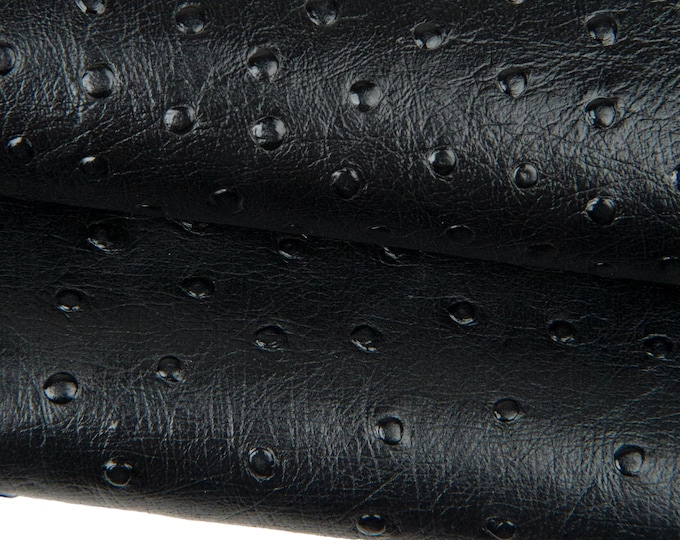 BLACK OYSTER printed leather hide, soft embossed calfskin, semi glossy wrinkled cowhide for diy projects B17976-TB La Garzarara