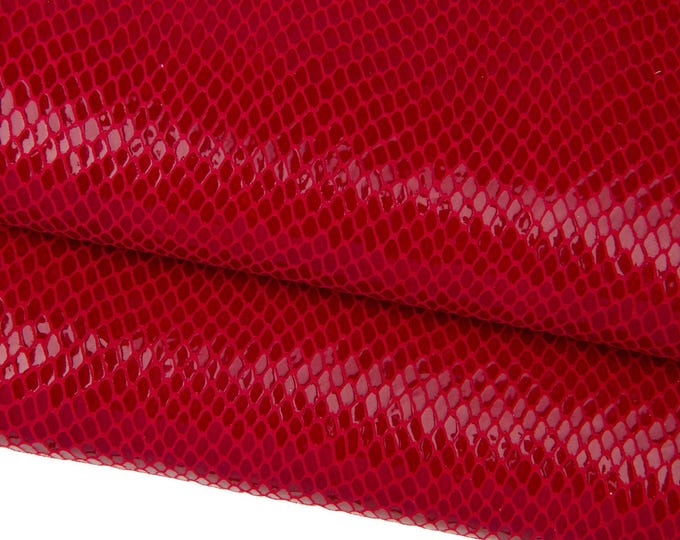 Red PYTHON leather skin, glossy REPTILE printed goatskin, soft snakeskin hide B17671-ST La Garzarara