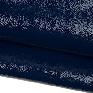 Blue NAPLACK leather hide, soft PATENT cowhide, glossy wrinkled soft calfskin 1.1 - 1.3 mm B17950-TU La Garzarara