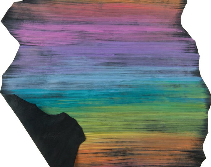 RAINBOW textured leather skin, MULTICOLOR printed goatskin, soft colorful skin for hobbyists  B19043-DM La Garzarara