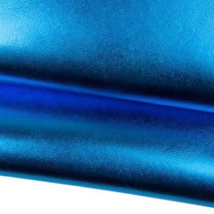 Light BLUE leather skin, smooth METALLIC goatskin, glossy sparkle bright soft hide B18004-MT