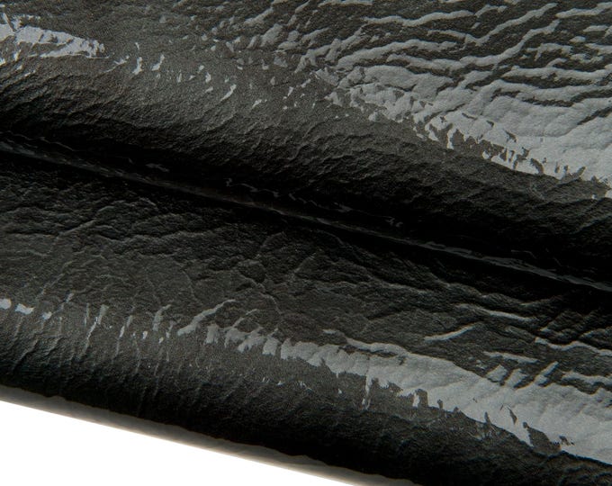 Dark grey NAPLACK leather skin, glossy PATENT sheepskin, soft wrinkled  lambskin for hobbyists B17946-TU La Garzarara
