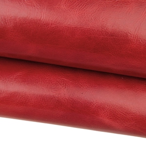 Pelle rosso scuro, vitellino VINTAGE concia VEGETALE, pellame lucido pull up morbido per artigianato B17476-VT La Garzarara