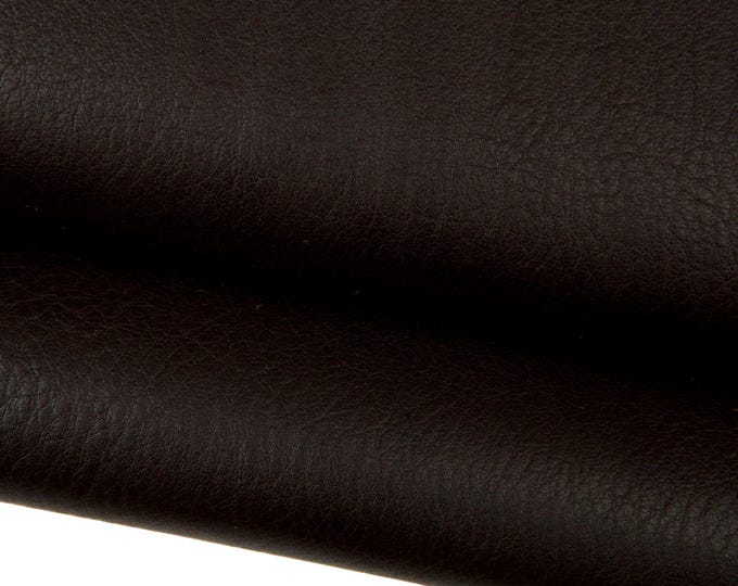 Dark brown leather hide, MILLED calfskin with light irregular grain, soft NATURAL cowhide B17799-TU La Garzarara