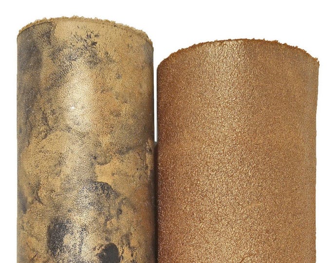 Tan Cuio Leather skins Set - Smooth & Patterned Hides with Gold Bronze Accents B15474-MT(ST)