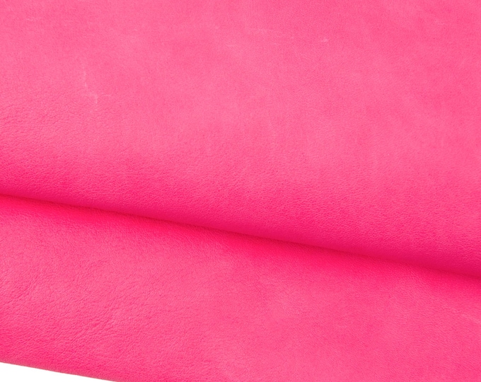 Pink genuine VINTAGE leather skin, VEGETABLE tanned soft goatskin, sporty leather for diy projects, 1.0 - 1.2 mm B18523-VT La Garzarara