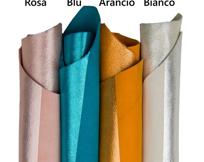 STRIPED printed leather skin, METALLIC suede goatskin, bright sparkle soft hide for projects B17687-MT(st) La Garzarara