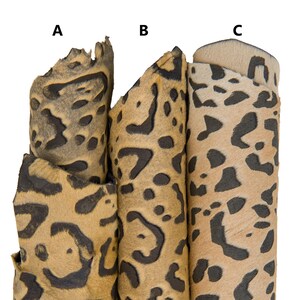 Pelle CAVALLINO LEOPARDATO beige nero, pellame pony stampa animalier leopardo, vitello motivo ghepardo B17424-CV La Garzarara