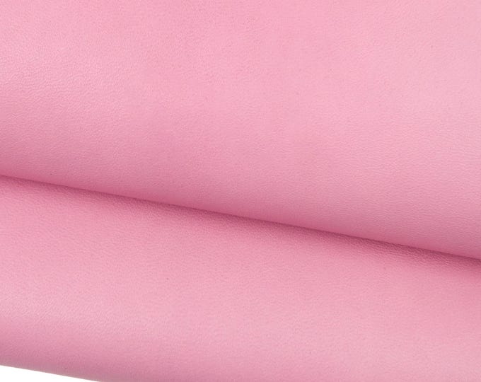 Pink GRAINY leather hide, solid color SOFT calfskin, sporty matt cowhide for crafters B18477-TU La Garzarara
