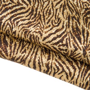 Pelle simil - ZEBRA oro e nero, capra LAMINATA stampa pitone con disegno animalier, morbida B17485-MT(st) La Garzarara