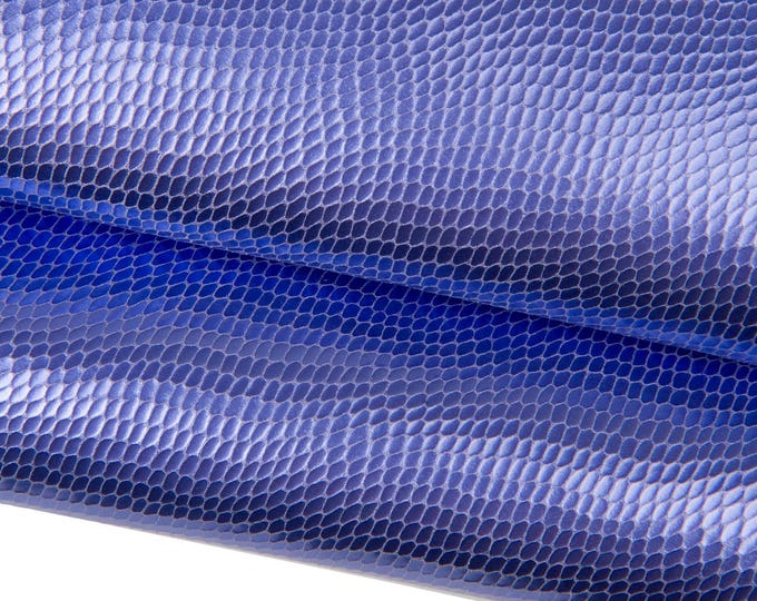Purple REPTILE printed leather skin, lavender METALLIC textured python goatskin, soft hide for hobbyists B18026-MT(st)  La Garzarara