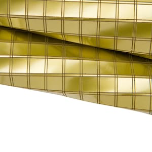 Pelle oro stampa GEOMETRICA, vitello lucido laminato motivo a quadri, pellame dorato B17557-MT(ST) La Garzarara