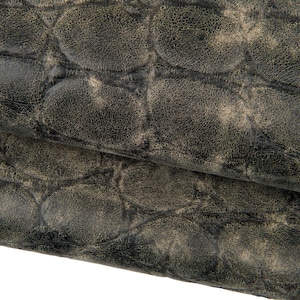 VINTAGE CROCODILE leather hide, grey aged cowhide, distressed embossed soft calfskin B18037-VT La Garzarara