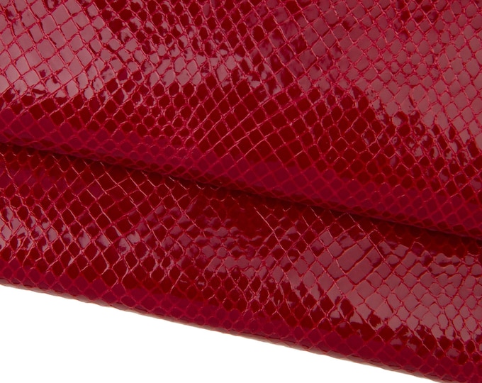 Red PYTHON leather skin, GLOSSY reptile goatskin, soft snakeskin hide for hobbyists B17678-ST La Garzarara