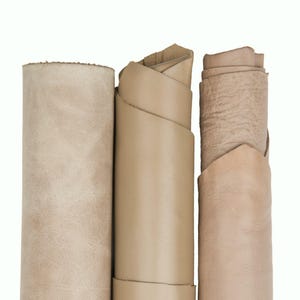 Lotto 3 PELLI GRANDI grigio taupe, assortimento pellami sportivi abbinati per artigianato come da foto B17746-VT La Garzarara