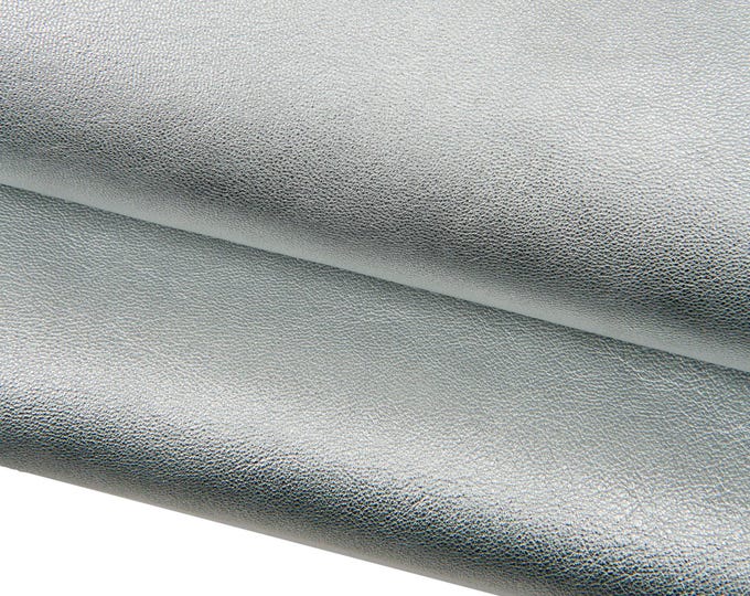 SILVER leather skin tiny grain - METALLIC goatskin, slightly wrinkled, soft hide for hobbyists B17842-MT La Garzarara