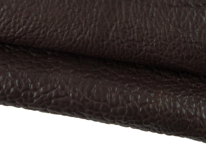 Dark brown ELEPHANT printed leather skin, grained goatskin, sporty VINTAGE hide for crafters   1.6 - 1.8 mm B19127-VT La Garzarara