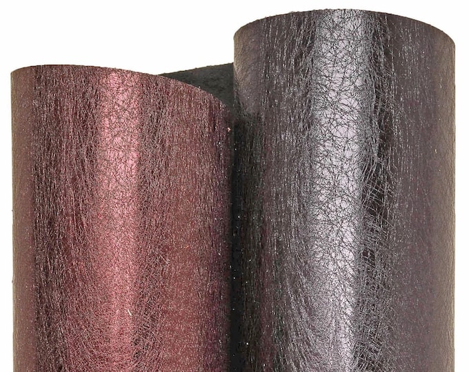 Purple blue METALLIC leather hide, mirror cowhide scratch print, glossy calfskin B16206-MT La Garzarara