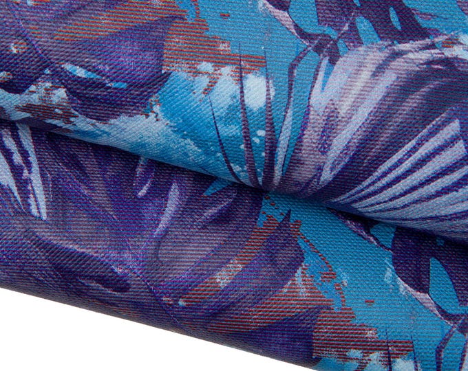 FLOWER printed leather hide, blue texture on SAFFIANO printed cowhide, stiff matt calfskin for crafting B17880-ST La Garzarara