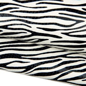 ZEBRA printed leather hide, black - white ANIMAL textured cowhide, glossy soft calfskin B17999-ST La Garzarara