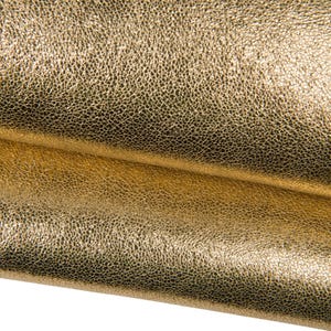 Gold METALLIC leather hide, sparkle printed cowhide, soft WRINKLED calfskin for hobbyists B18031-MT La Garzarara