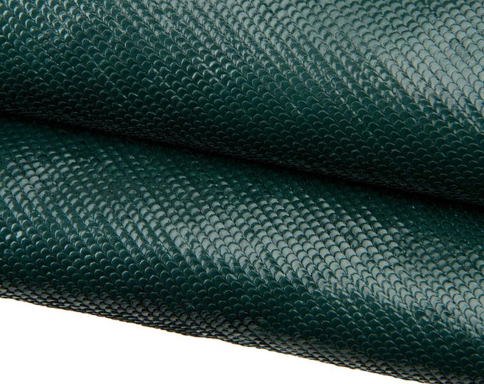 Dark green SNAKE leather skin, engraved PATENT goatskin, glossy soft printed hide B17927-ST La Garzarara