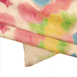 Pelle PITONE artistica multicolor pastello, pellame morbido fantasia pittorica effetto acquerello, stampa serpente B15619-ST La Garzarara