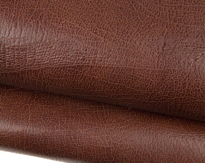 Dark brown SOFT leather hide, GLOSSY cowhide, thick calfskin 1.4 - 1.6 mm for crafters B18556-TU La Garzarara