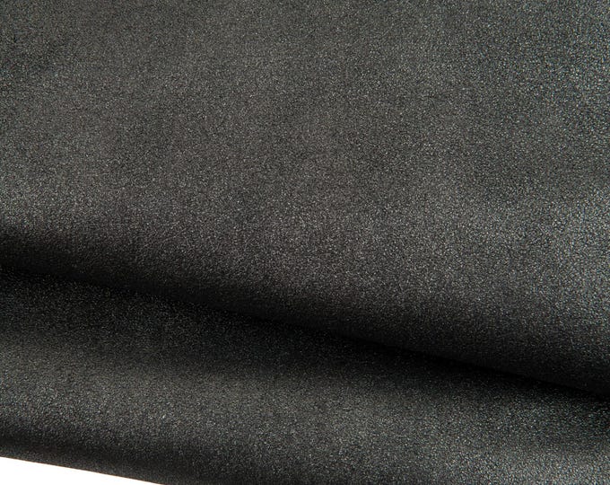 Charcoal METALLIC leather skin, dark grey soft goatskin, BRIGHT suede hide for hobbyists B18814-MT La Garzarara