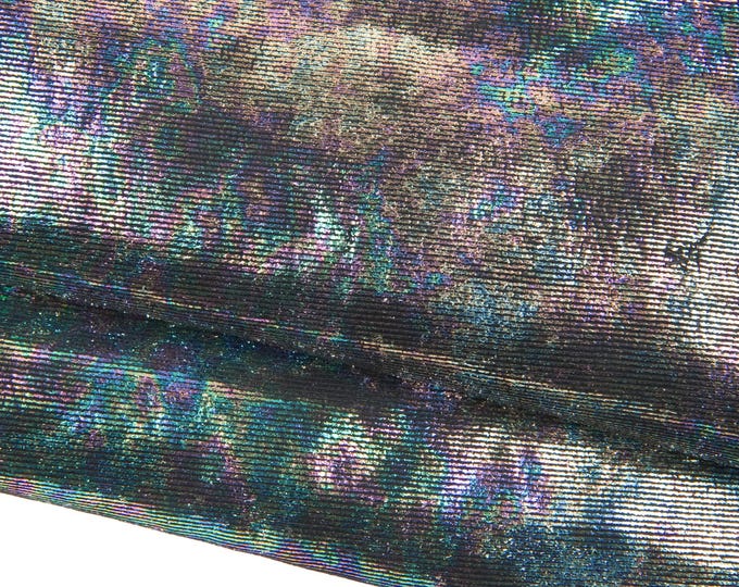 HOLOGRAPHIC leather hide, IRIDESCENT metallic printe lizard cowhide, soft bright calfskin for hobbyits B18927-MT(st) La Garzarara