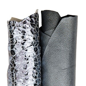 2 pellami LAMINATI grigio scuro antracite, capra con grana e pelle stampa LEOPARDO per il fai da te B17532-MT(st) La Garzarara