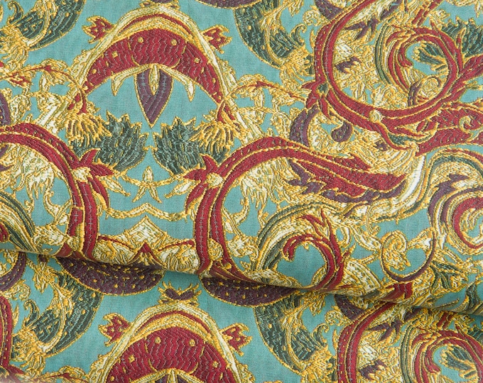 BAROQUE printed leather skin, MULTICOLOR textured lambskin, soft matt fantasy hide for crafters  B19123-ST   La Garzarara